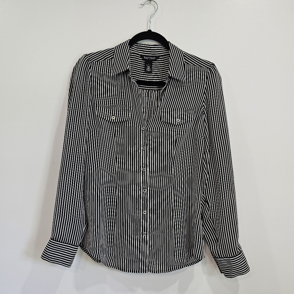 Women's White House Black Mark Striped Button Down Shirt Size 4